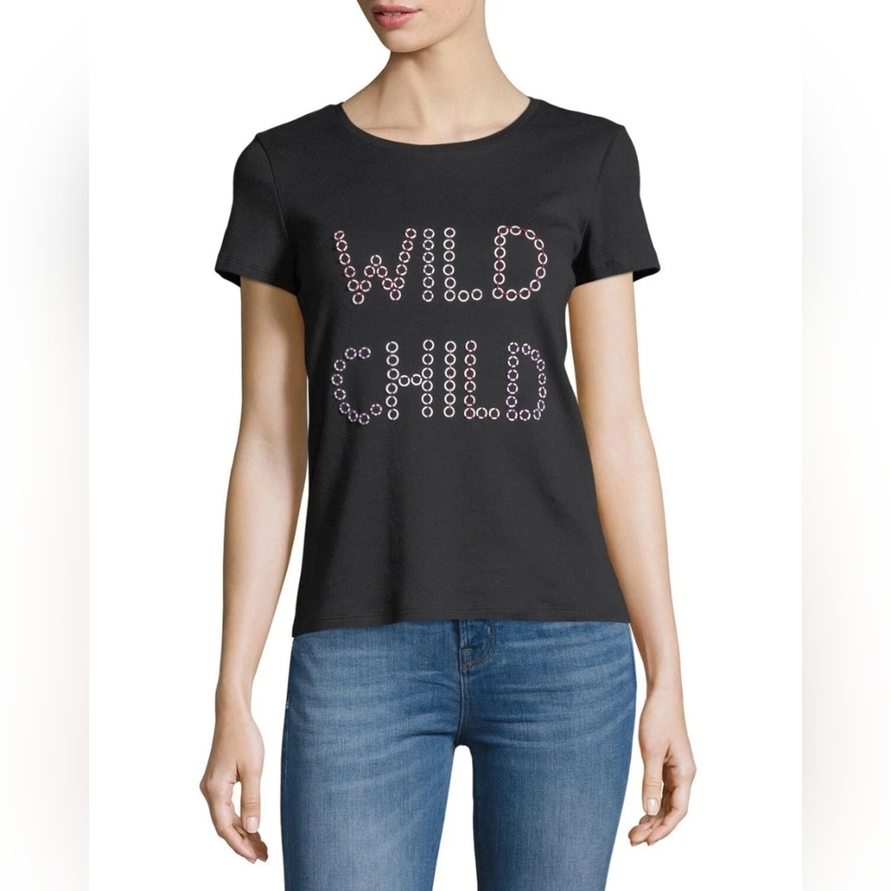 Alice + Olivia Wild Child Black short sleeve Cotton shirt